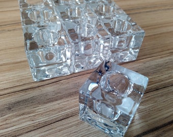 Clear Glass Cube Candle Holder - Minimalist Dinner Candle Holder - Candlestick Modern Decor Idea - Wedding Candle Holder - Table decor