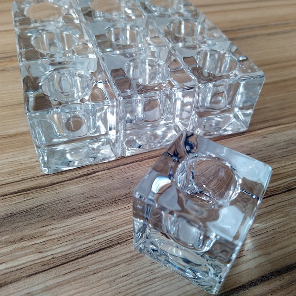 Bougeoir cube en verre clair - Bougeoir de dîner minimaliste - Idée de décoration moderne chandelier - Bougeoir de mariage - Décor de table