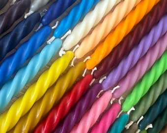 Beeswax Twisted Taper Candle: Homemade Spiral Colored Candle Stick - Christmas Candles