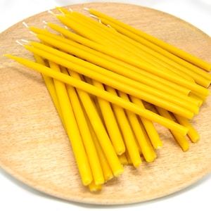 Premium Beeswax Ritual Church Candles - Orthodox Slim Beeswax Candles - Handmade Dipped Candlesticks - Thin Taper Candle Sticks