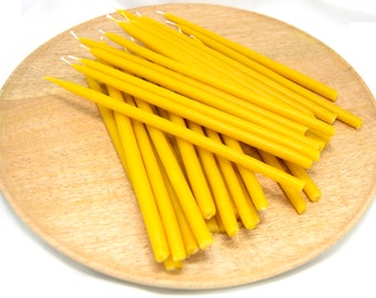 Premium Beeswax Ritual Church Candles - Orthodox Slim Taper Candles - Handmade Dipped Candlesticks - Thin Candle sticks