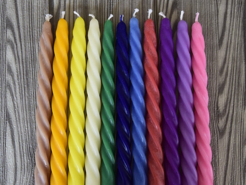 Coloured Twisted Beeswax Candle 7.5 x 0.7 Etsy