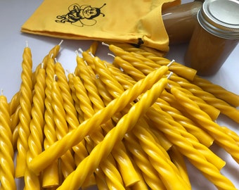 100 % Natural Dripless Beeswax Candle - Handmade Twist Taper Candle - Dinner Candle - Modern candles