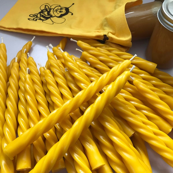 100 % Natural Dripless Beeswax Candle - Handmade Twist Taper Candle - Dinner Candle - Modern candles