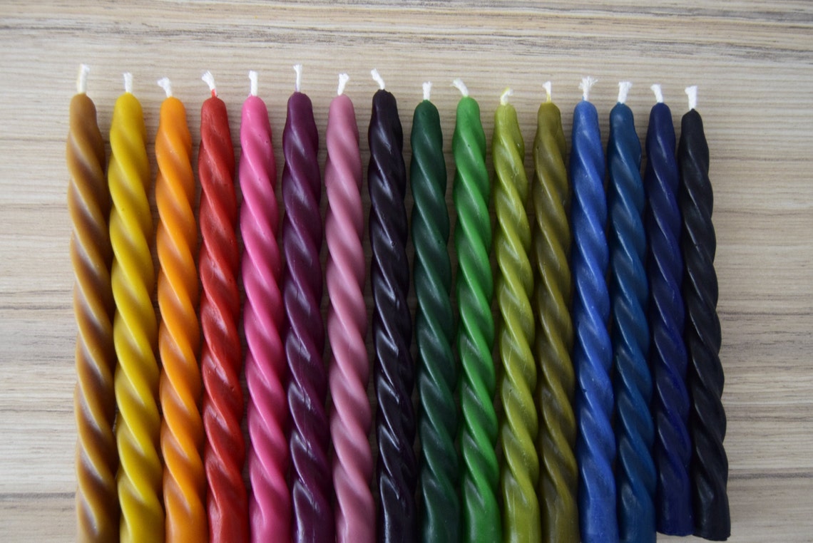 Colored Beeswax Twisted Taper Candle Coloured Swirl Candle Etsy