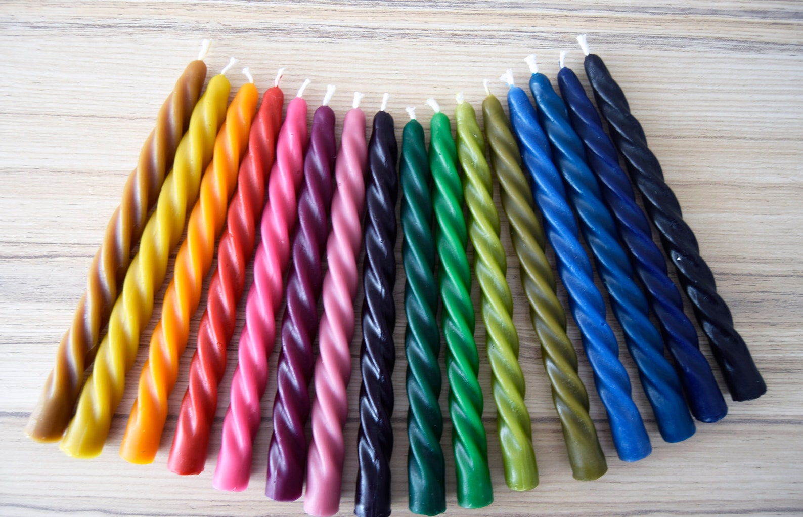 Colored Beeswax Spiral Taper Candle Coloured Twisted Candle Etsy