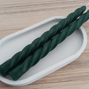 2 x Green Beeswax Spiral Dripless Taper Candle Sticks - 2 Color Twist Candles  - 2 Coloured Dinner Candles - Aesthetic Candles