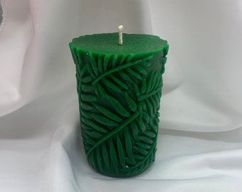 Handmade Green Beeswax Pillar Candle: Nature Home Decor