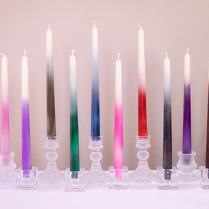 10 Ombre Beeswax Taper Candle Stick Homemade Candle Modern Decorative Candle Dinner candle Marble Ombre Home Decor Dip dye Candle image 1