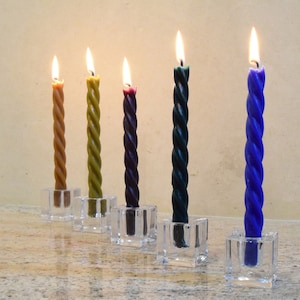 Colored Beeswax Twisted Taper Candle: Handmade Spiral Candle Stick