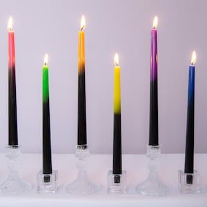 Ombre Beeswax Candle Stick - Black Bottom - Handamade Candle - Decorative Candles - Dinner candle - Marble Home Decor - Halloween Candles