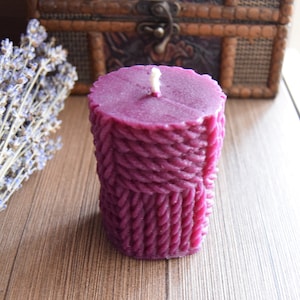 Handmade Beeswax Pillar Candle – Nautical Rope Candle - Unscented Candle - Cozy Candle -  Homemade Candle - Christmas Candle