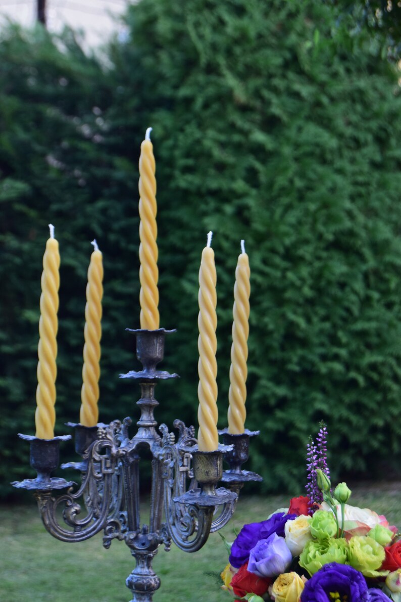 4 X Handmade Beeswax Dripless Taper Candles 4 Dinner Candle Etsy