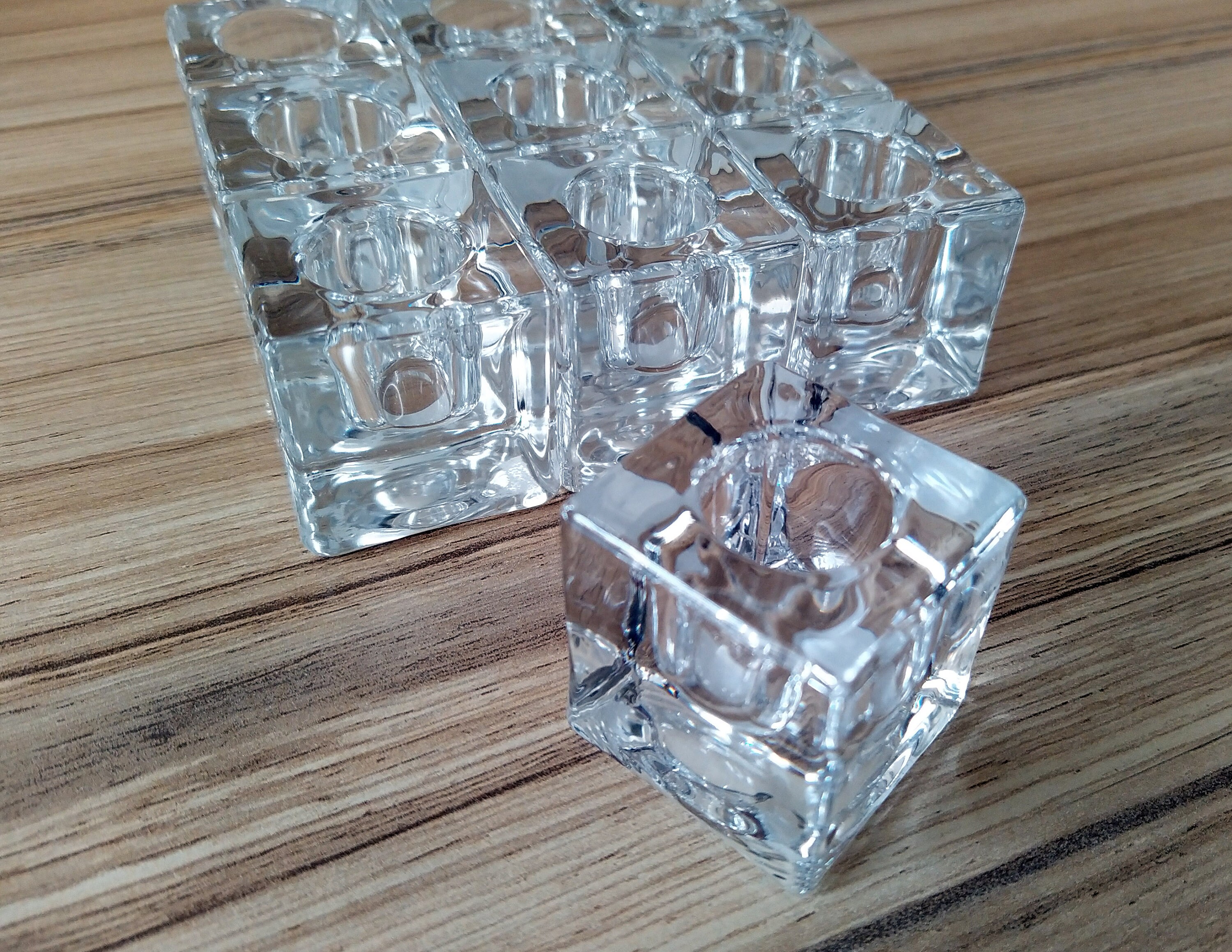 Clear Glass Cube Candle Holder Dinner Candle Holder Taper Etsy