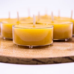 Vela de luz de té de cera de abejas sin aroma- Recargas o juego con tazas - Cera de abejas 100% pura y natural - A granel - Velas caseras - Velas de otoño hechas a mano