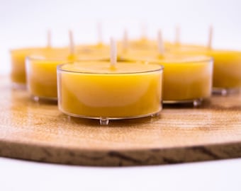 Unscented Beeswax Tealight Candle- Refills or Set with cups - 100% Pure & Natural Beeswax - Bulk - Homemade Candles - Handmade Fall Candles