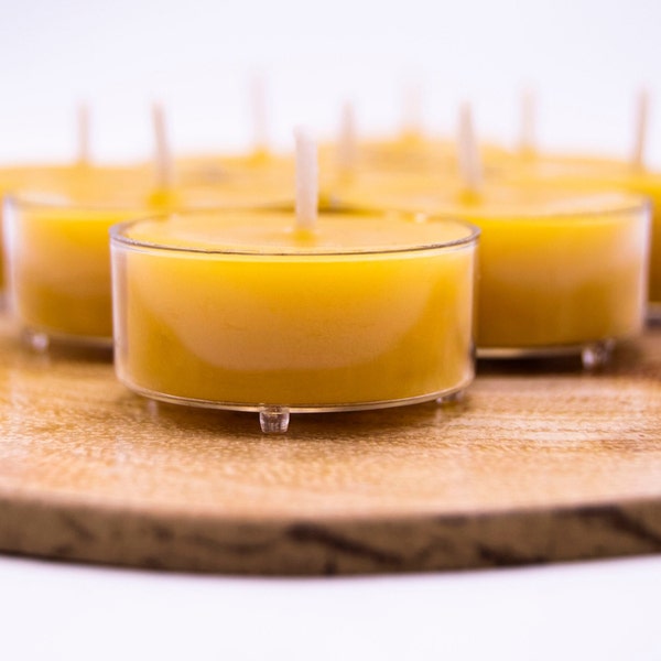 Unscented Beeswax Tealight Candle- Refills or Set with cups - 100% Pure & Natural Beeswax - Bulk - Homemade Candles - Handmade Fall Candles