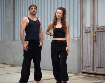 Cord Hose mit elastischem Bund | gemusterte Taschen | Jogging Pants | Breitkord