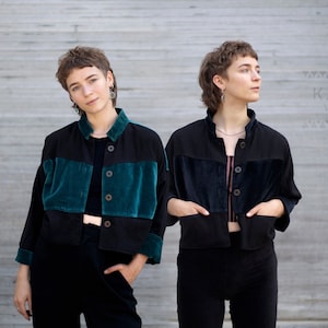 Samt Jacke | Bomber | Blazer | Baumwolle, Viskose