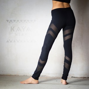 Mesh Leggings Sport Urban Yoga Blue Grey Black