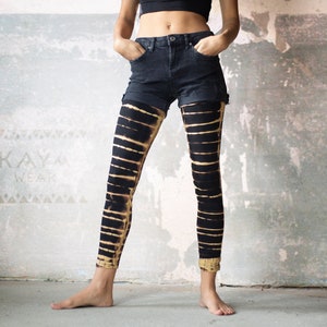 Leggings listradas Batik Tie Dye feitas à mão