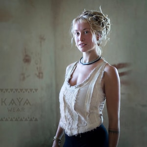 Top in pizzo di cotone Boho Medievale
