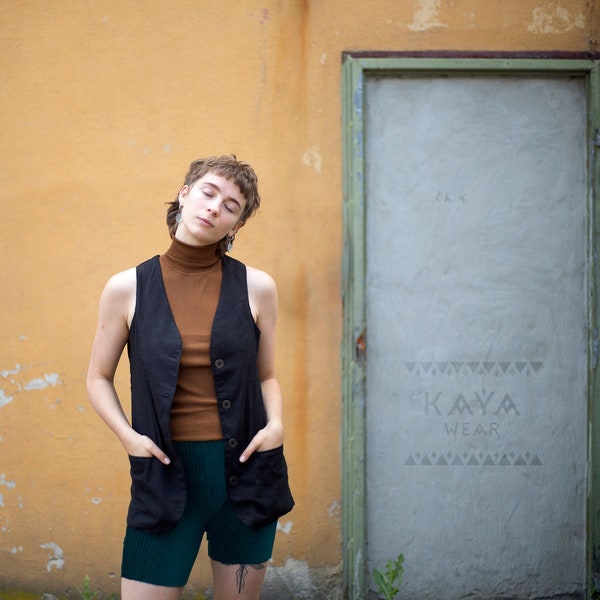 Long vest | Suit vest | Gilet | Cotton, viscose