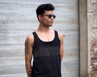 Tanktop Shipibo Streifen Schwarz Braun