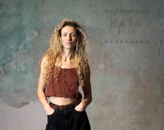 viscose top with coconut buttons