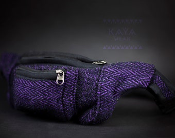 Purple cotton fanny pack / belt bag