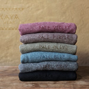 Pull tricot mulet violet pâle, olive pâle, bleu pâle et gris acier image 6
