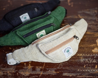 Hemp bum bag/belt bag/bumbag/fanny pack/handmade/green/black/natural
