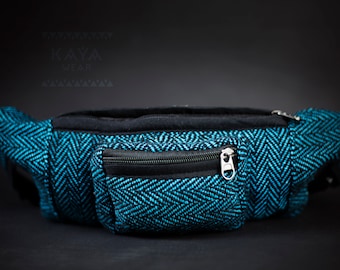 Turquoise cotton bum bag / belt bag