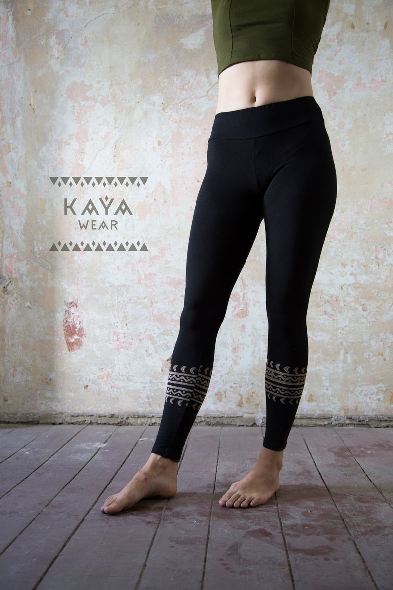 Block print leggings tribal boho yoga hippie image 10