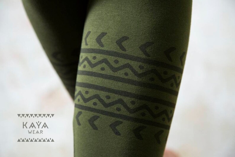 Block print leggings tribal boho yoga hippie image 4