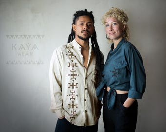 Tribal Hemd mit handgemachten Blockprints