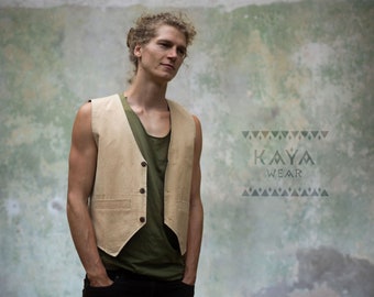 Vest Cotton Black Green White Handmade