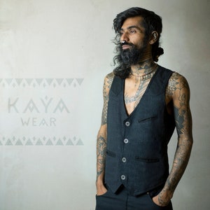 Handmade vest cotton Bugla black brown
