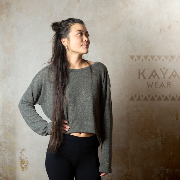 Knit sweater mullet pale purple, pale olive,pale blue and steel gray
