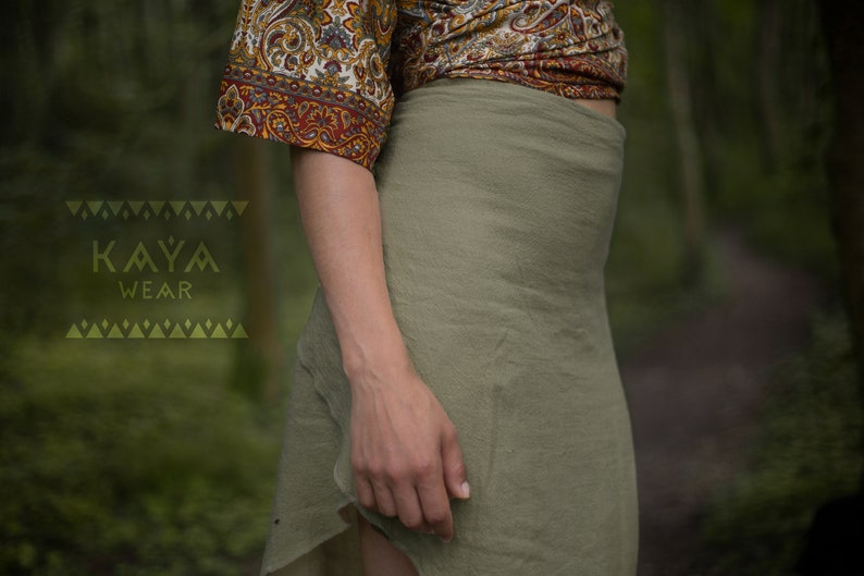 Wrap Skirt Cotton Beige Black Green Rust Brown Khaki Grey