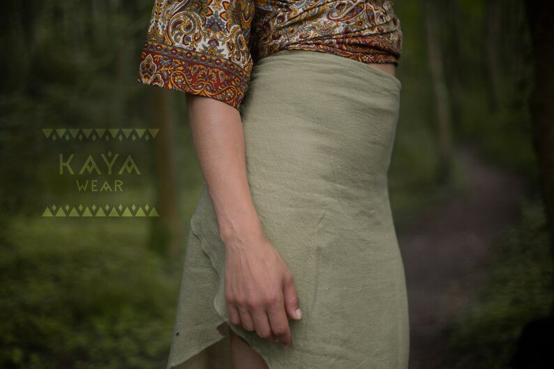 Wrap Skirt Cotton Beige Black Green Rust Brown zdjęcie 9