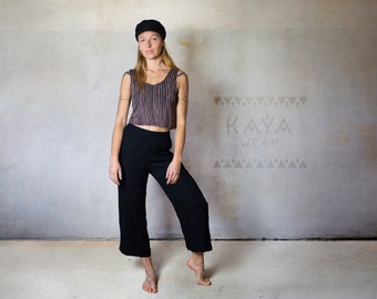 Crepe viscose culottes with wide legs