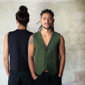 BTC Vest | Handwoven Cotton | Black Green | Handmade