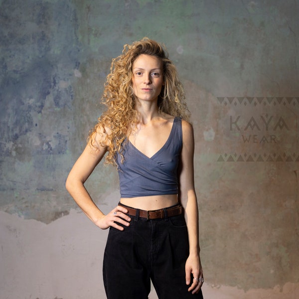 Crop top cache-coeur viscose bohème