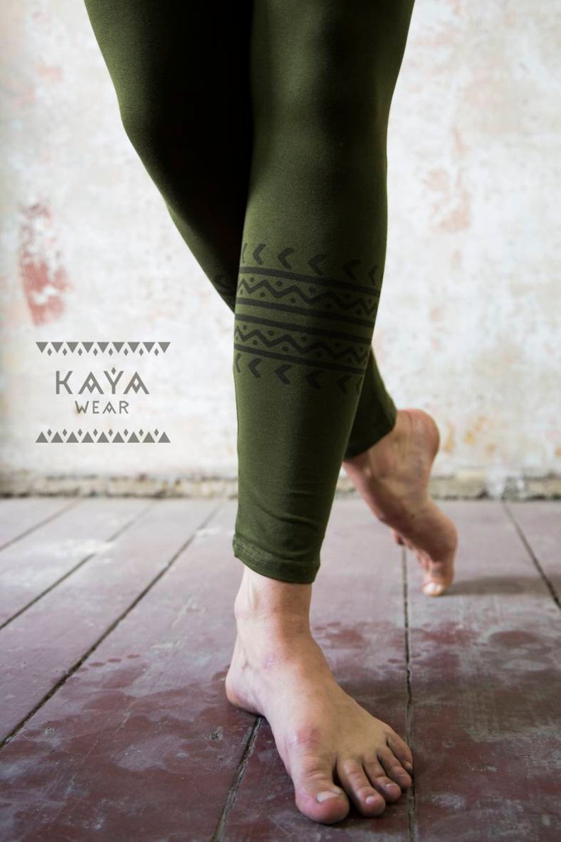 Block print leggings tribal boho yoga hippie image 8
