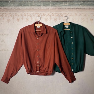 Crop Bluse | Bomber Hemd | Rost | Peacock