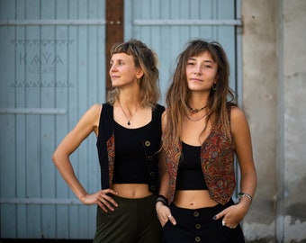 2-in-1 Corduroy Saree Reversible Vest Cotton Viscose