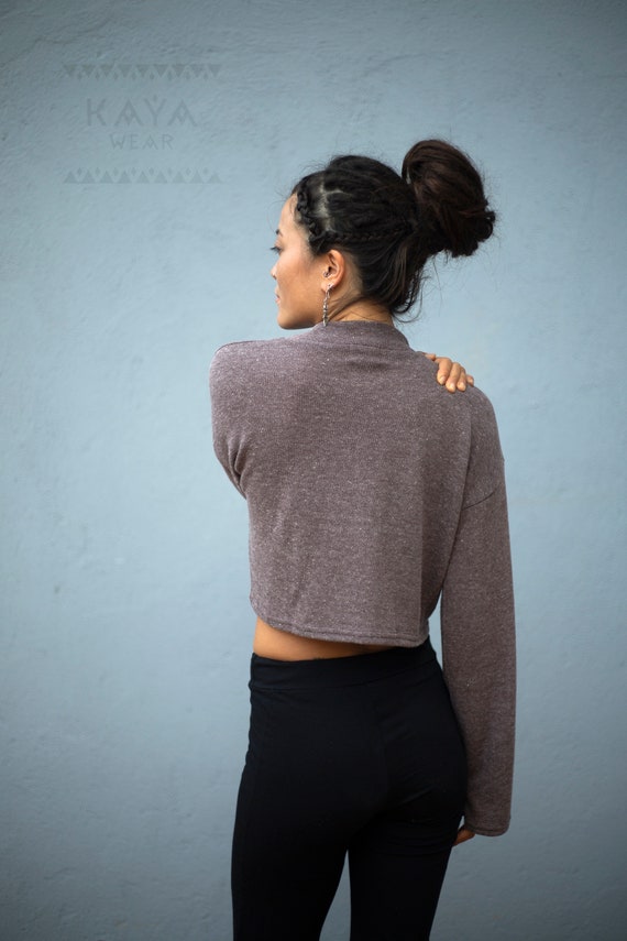 Pull court a col roule en tricot violet pale olive pale noir Etsy France