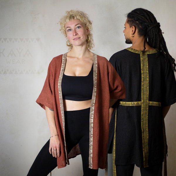 Kimono cape, block print, viscose, Bugla, tribal, boho, ethnic