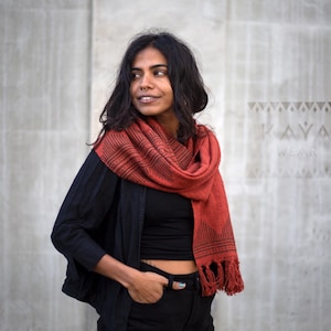 Ethno cotton scarf hand-printed block print